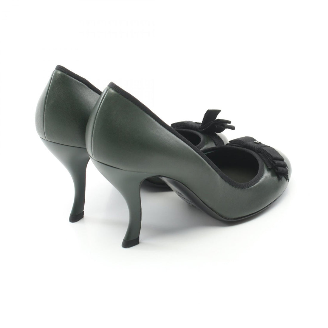 Top Quality Chanel Leather Ribbon Pumps Green/Black