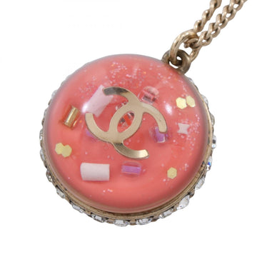Chanel Coco Mark Necklace Gold Resin Rhinestone