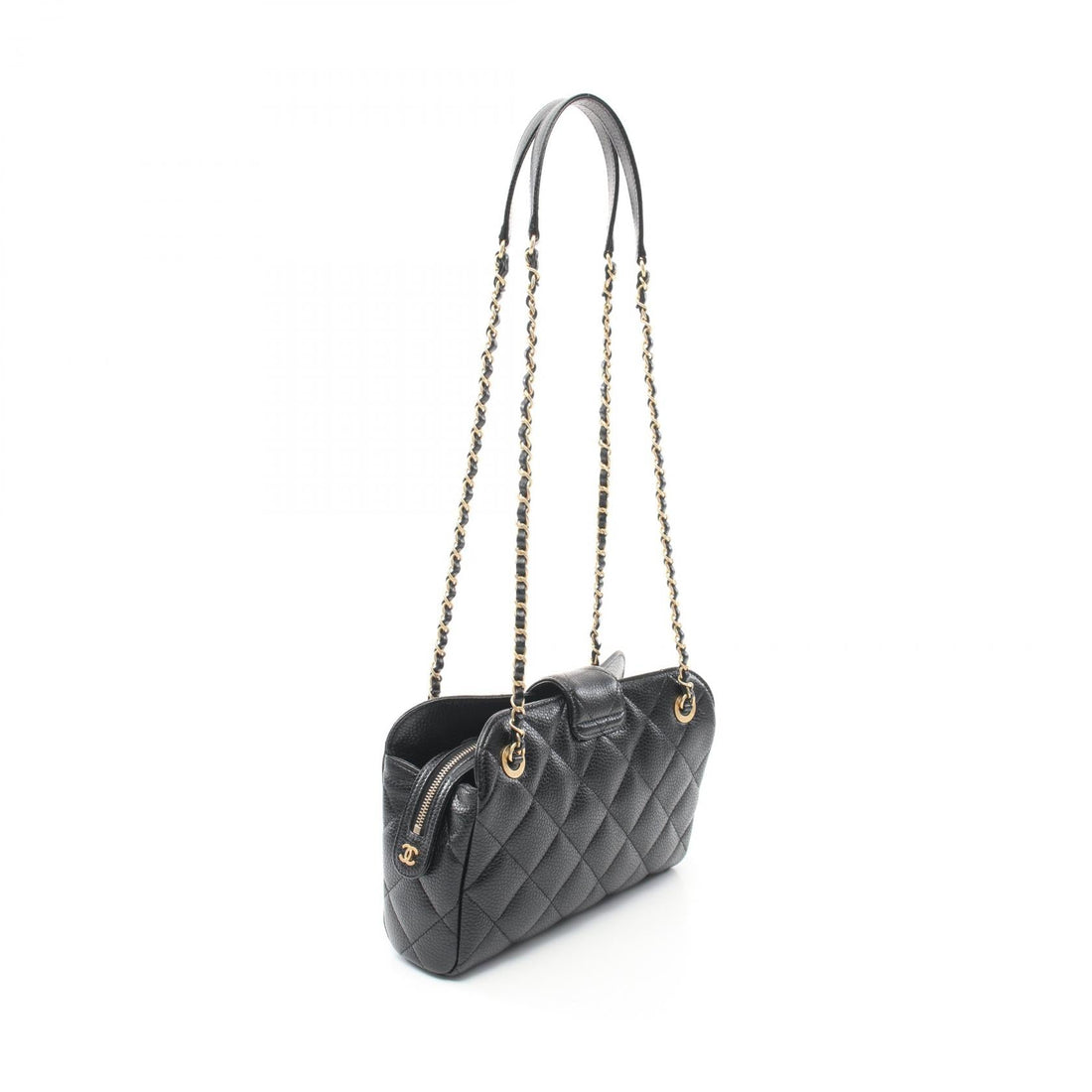 Chanel Leather Bowling Shoulder Bag Black AS5005