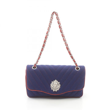 Chanel V-Stitch Canvas Leather Shoulder Bag