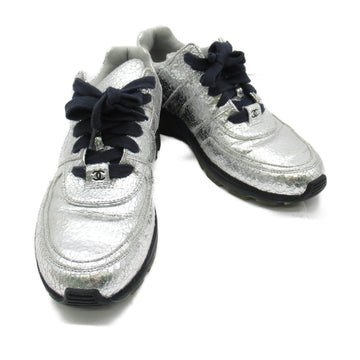 Top Quality Chanel Leather Sneakers Silver