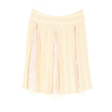 Top Quality Chanel Silk Polyester Skirt Ivory/Pink