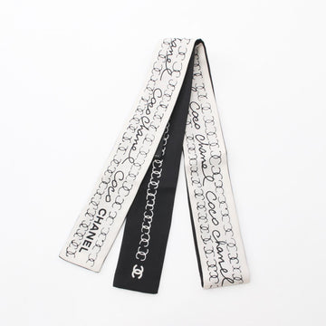 Top Quality Chanel Silk Coco Scarf Black/White