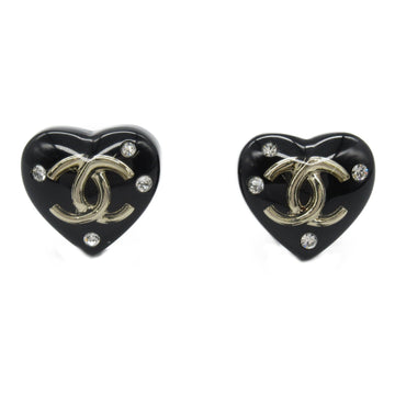 Chanel Heart Earrings Plastic Gold