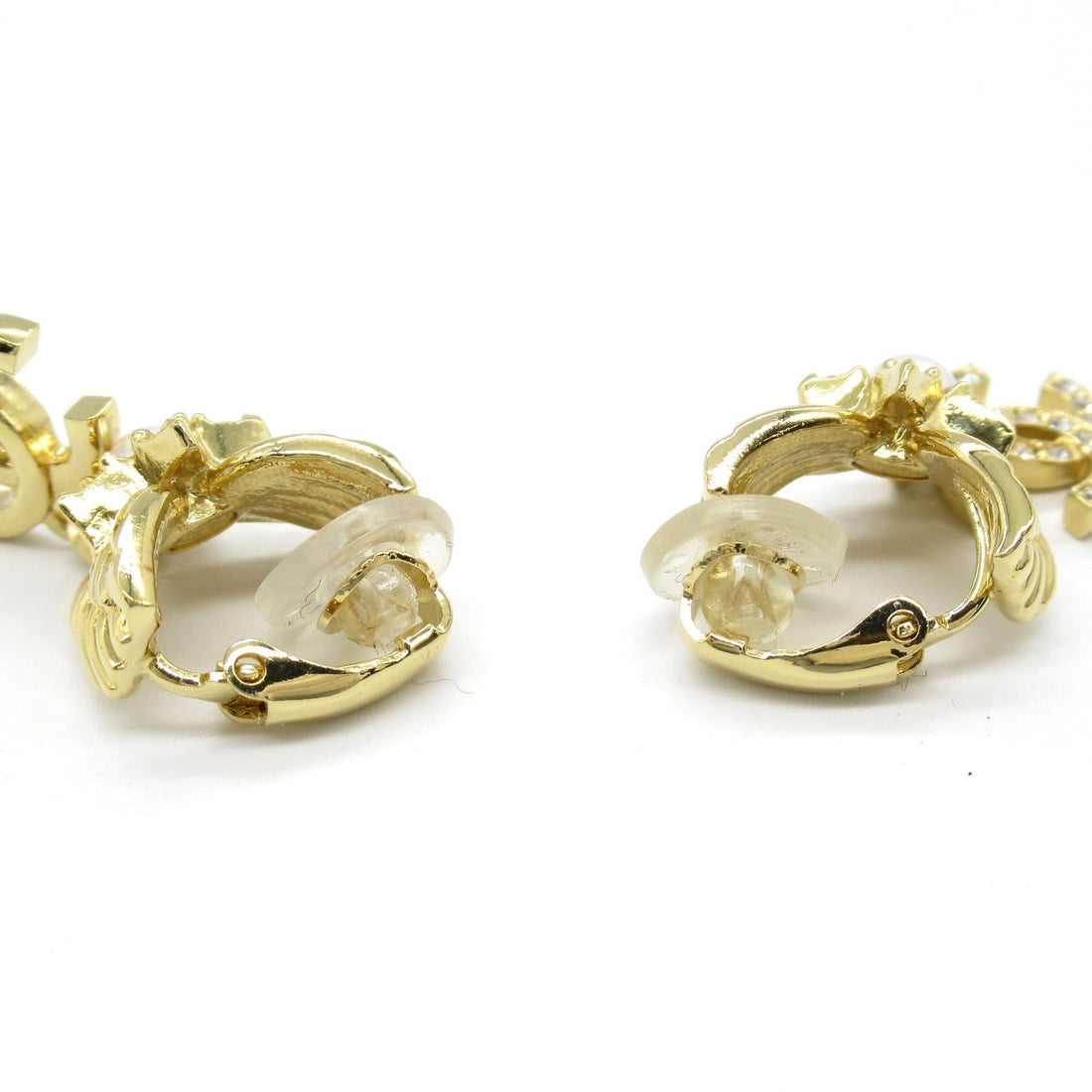 Chanel Coco no mark Earrings Gold Plated Stone