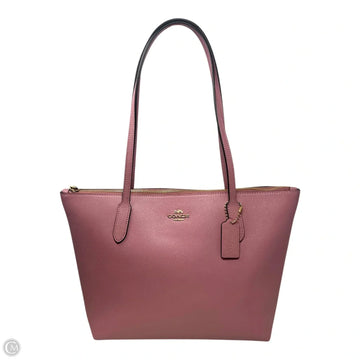 Crossgrain Leather Zip Tote Handbag Designer By Coach, Size: Medium