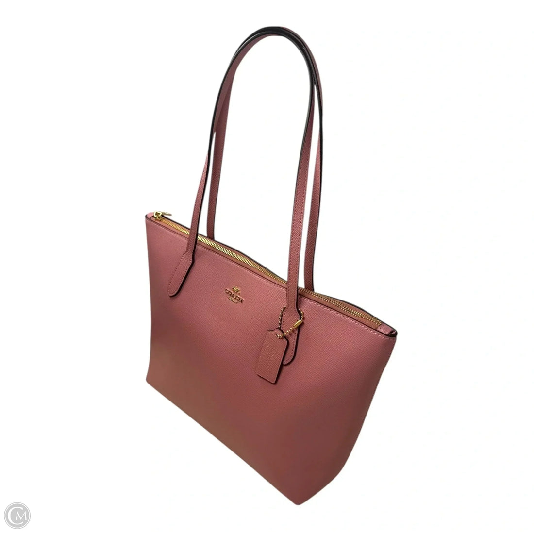 Crossgrain Leather Zip Tote Handbag Designer By Coach, Size: Medium