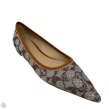 Daphne Flat In Crystal Signature Jacquard Designer By Coach In Brown & Cream, Size: 6.5