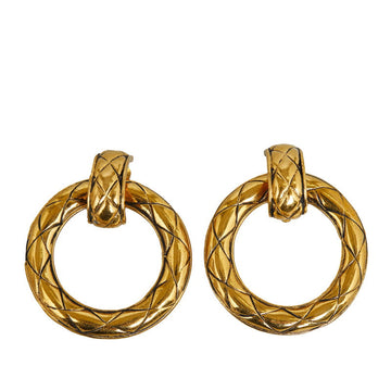 Chanel  Matelasse Circle Earrings Gold Plated
