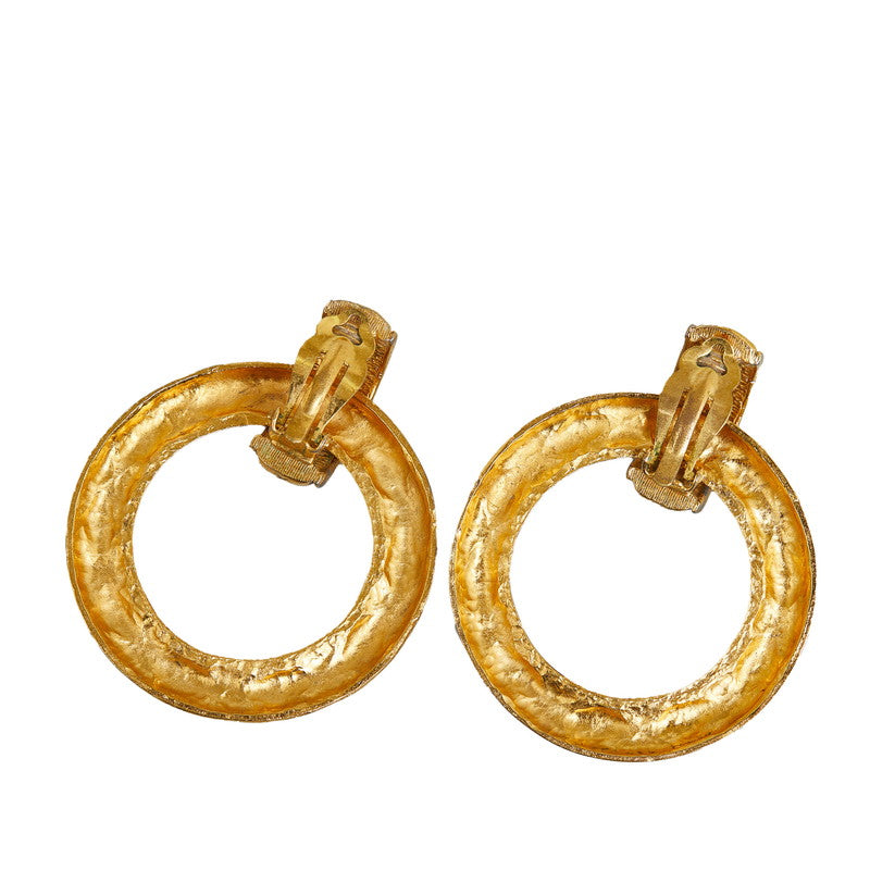 Chanel  Matelasse Circle Earrings Gold Plated