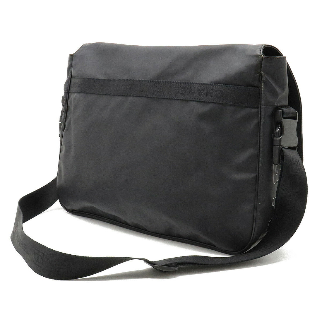 Chanel Rubber Coated Messenger Bag Black
