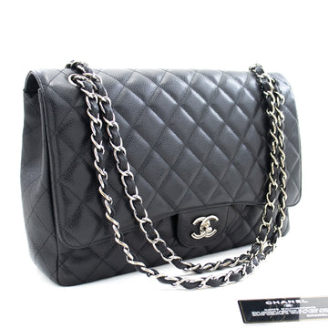 Chanel Caviar Grained CalBNkin New Chain Shoulder Bag Black "