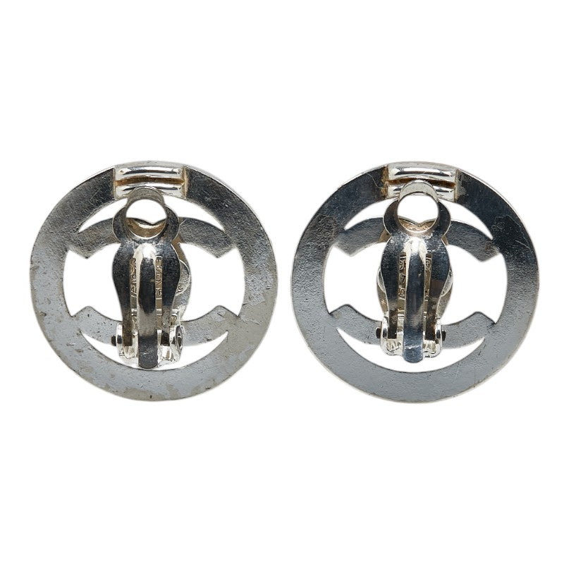 Chanel  Coco Mark Turnlock Earrings Silver Metal