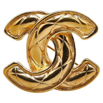 Chanel Matelasse Coco Mark Brooch Gold Plated