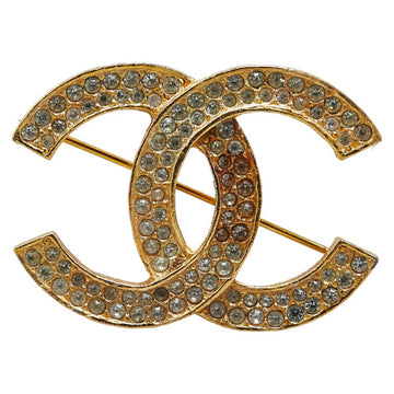 Top Quality Chanel  Coco Mark Rhinestone Brooch Gold Plated
