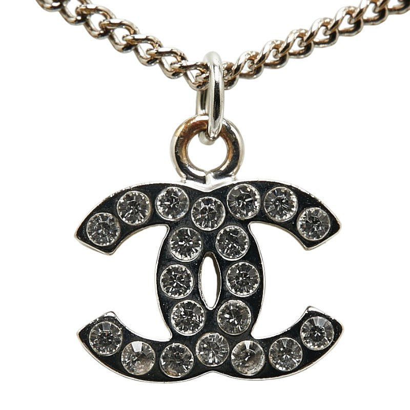 Chanel Coco Mark Rhinestone Metal Necklace