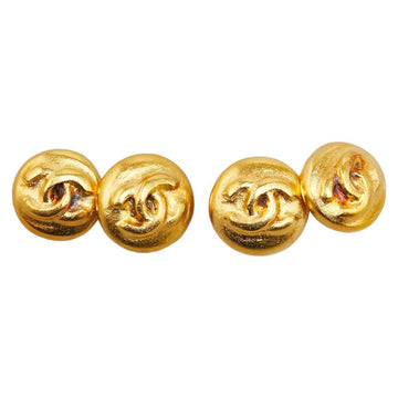 Top Quality Chanel  Coco Mark Round Double Cufflinks Gold Plated