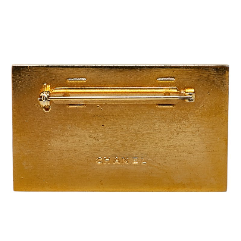 Chanel Logo Plate Coco Mark Brooch Gold Plated