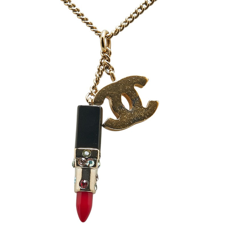 Chanel Coco no mark Lipstick Motif Rhinestone Necklace