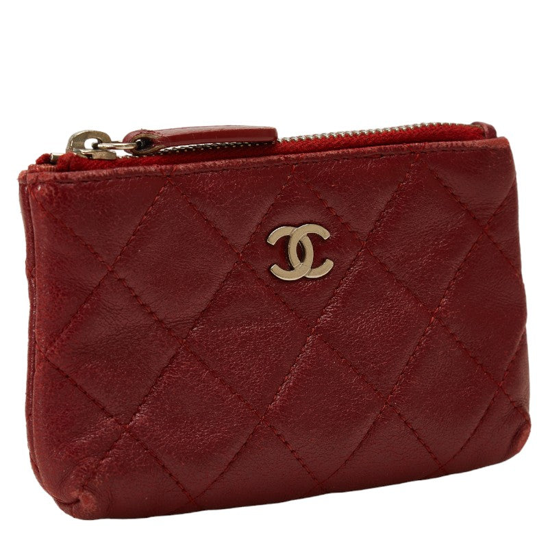 Chanel Lambskin Coin Case Wine Red