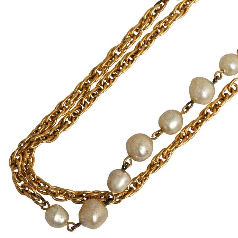 Chanel  Faux Pearl Long Chain Necklace