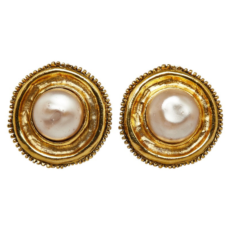 Chanel Pearl Earrings Gold Plated Clip-on