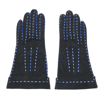 Chanel Suede Gloves Black Blue