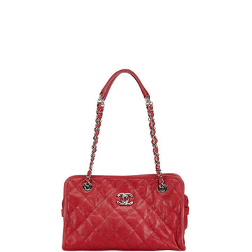 Chanel Caviar Matelasse Chain Shoulder Bag Red