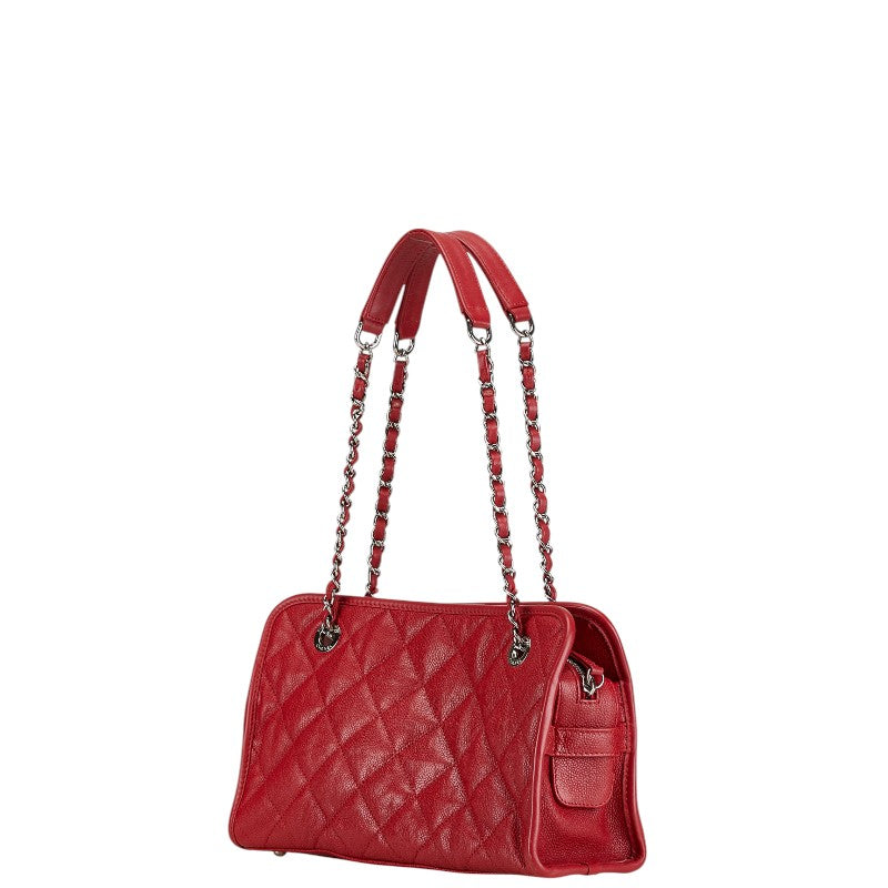 Chanel Caviar Matelasse Chain Shoulder Bag Red