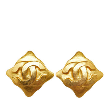 Chanel Cocono mark Striped Earrings Gold  Ladies Chanel