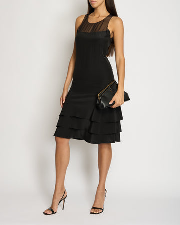 Pearl Street Bags Chanel 03/P Black Silk Tiered Midi Dress FR 38 (UK 10)