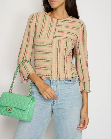 Pearl Street Bags Chanel 00/C  Pink, Green Beige Round Neck Long Sleeve Striped Jacket FR 34 (UK 6)