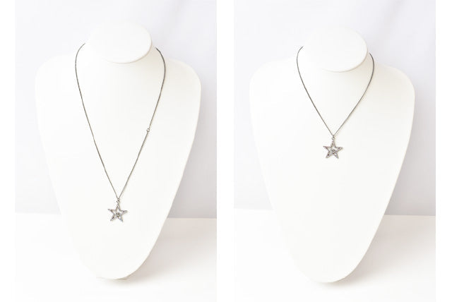 Top Quality Chanel Necklace/Pendant Star Motif CC Chrome Silver Rhinestone