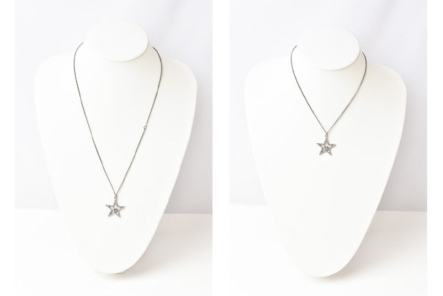 Chanel Necklace/Pendant Star Motif CC Chrome Silver Rhinestone