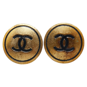 Chanel  Coco Mark Button Motif Clip-On Earrings Gold Plated