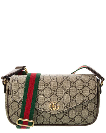 Gucci Ophidia Mini GG Supreme Canvas & Leather Crossbody, Brown