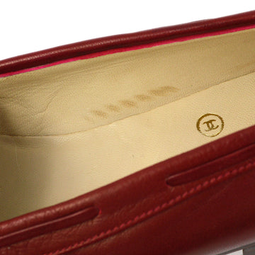 Chanel * Red Flat Shoes #37 1/2
