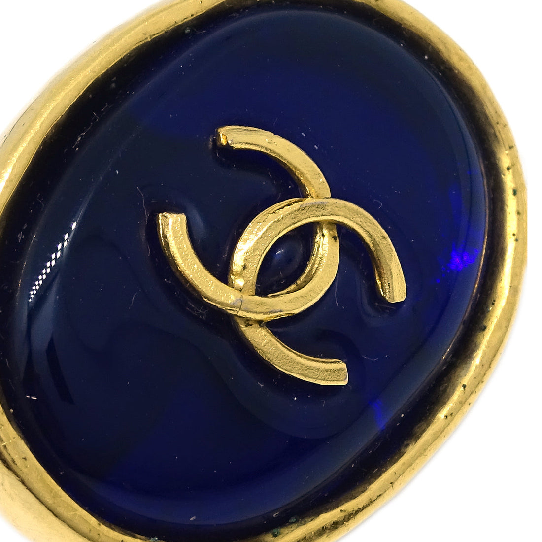 Chanel Gripoix Oval Earrings Clip-On Blue 93A