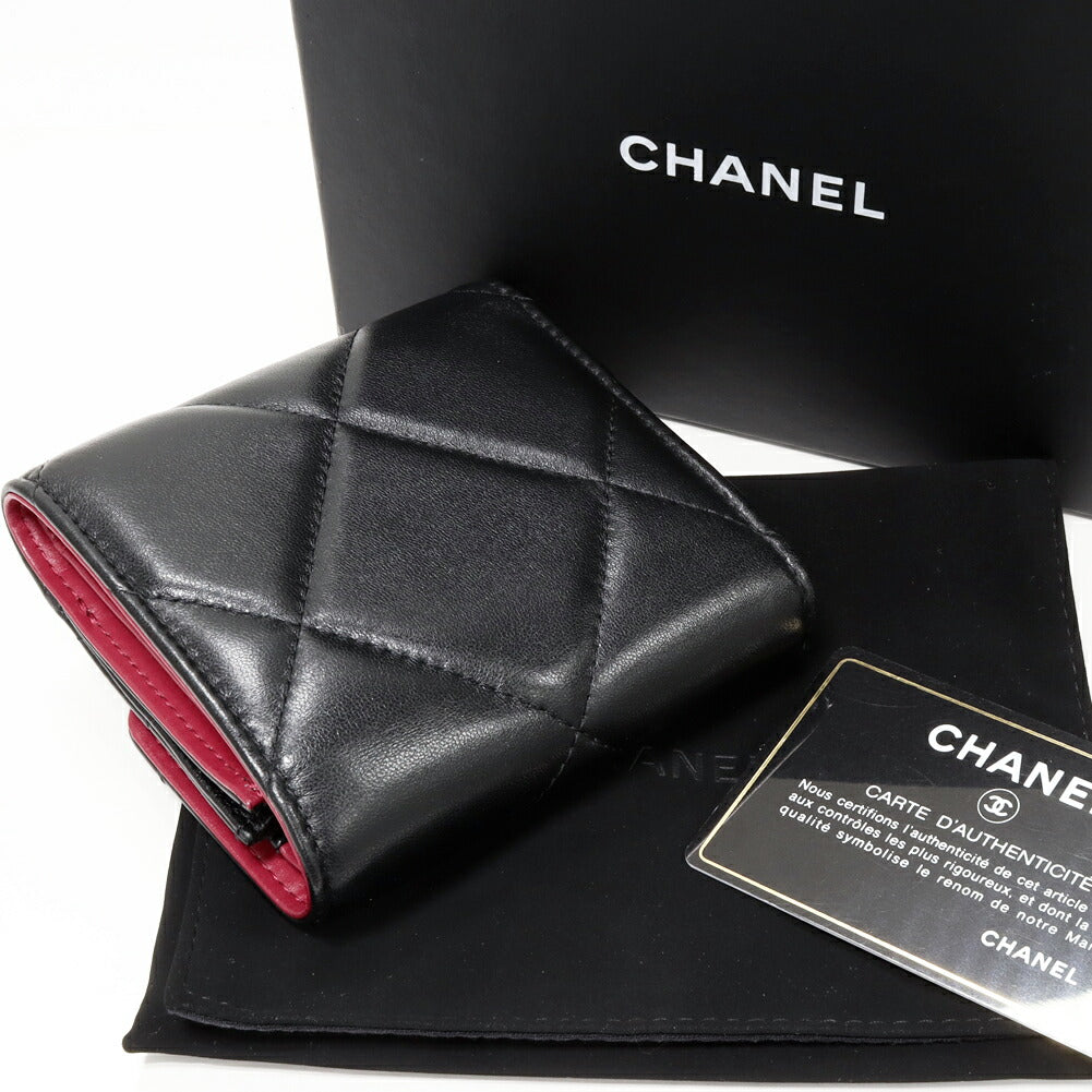 Top Quality Chanel Lambskin Trifold Wallet Black