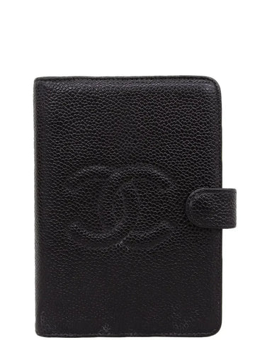 Top Quality Chanel Around 2001 Made Caviar Skin Cc Mark Stitch Agenda Black