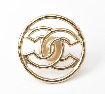 Chanel Metal Brooch Circle Coco Mark Gold