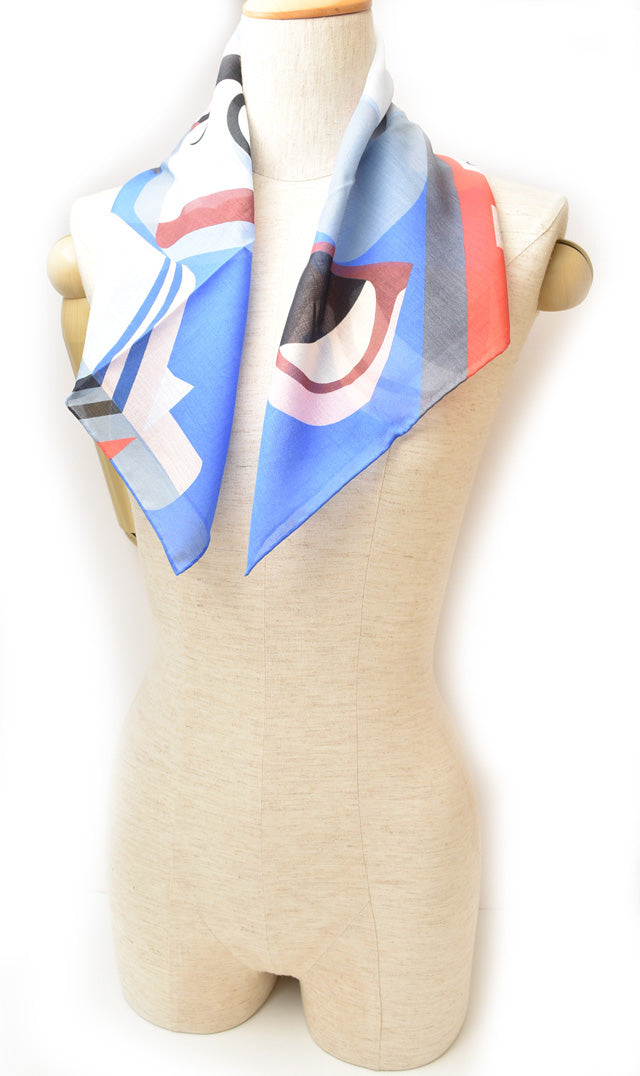 Top Quality Chanel Cotton Scarf Handkerchief Blue Multi