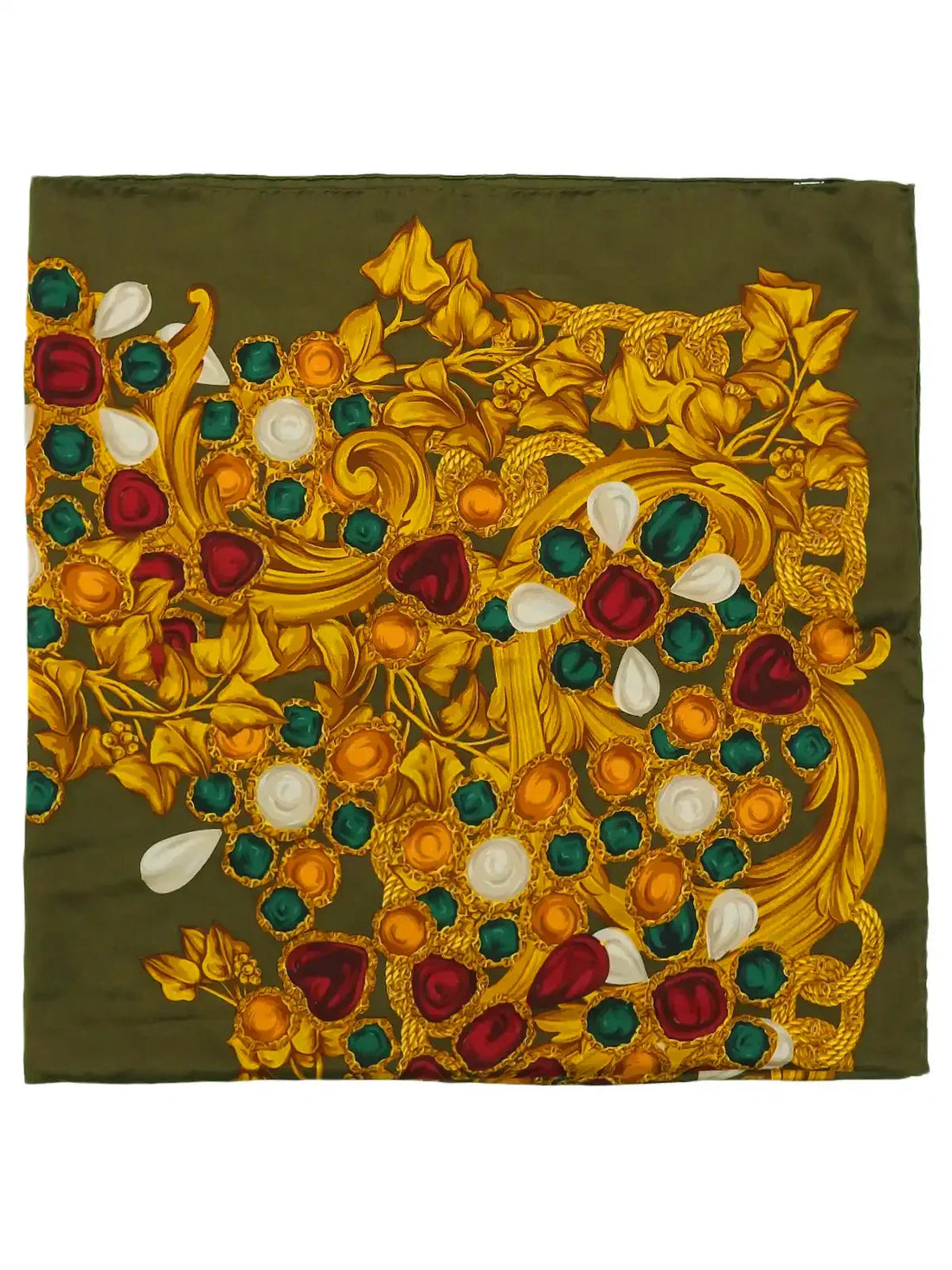 Top Quality Chanel Cc Mark Gripoix Jewelry Pattern Scarf Khaki/Multi