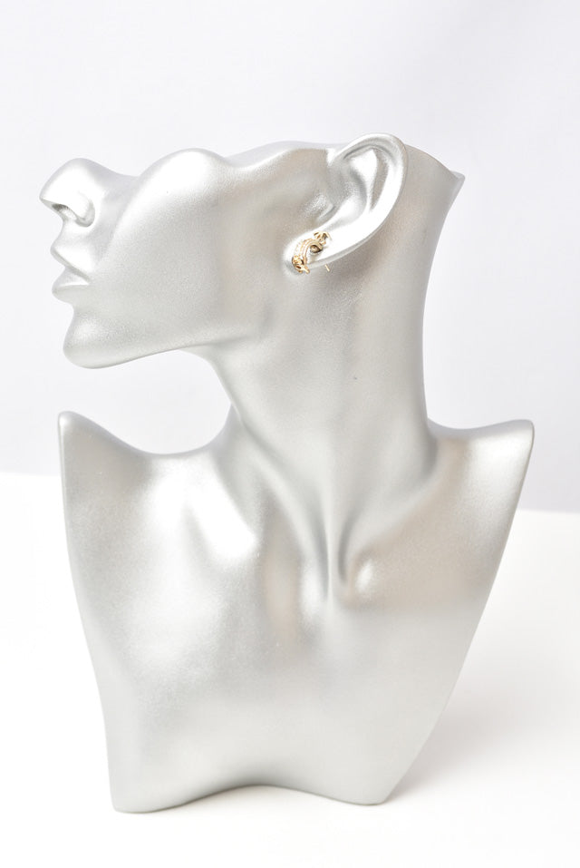 Chanel Double CC Mark Rhinestone Earrings Gold/Silver