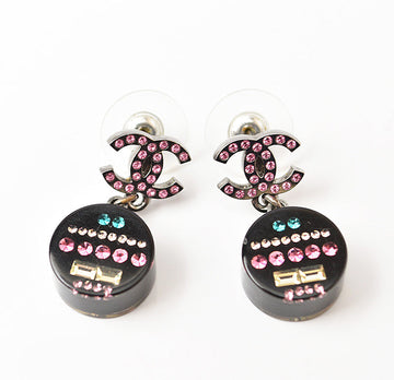 Chanel CC Circle Rhinestone Earrings