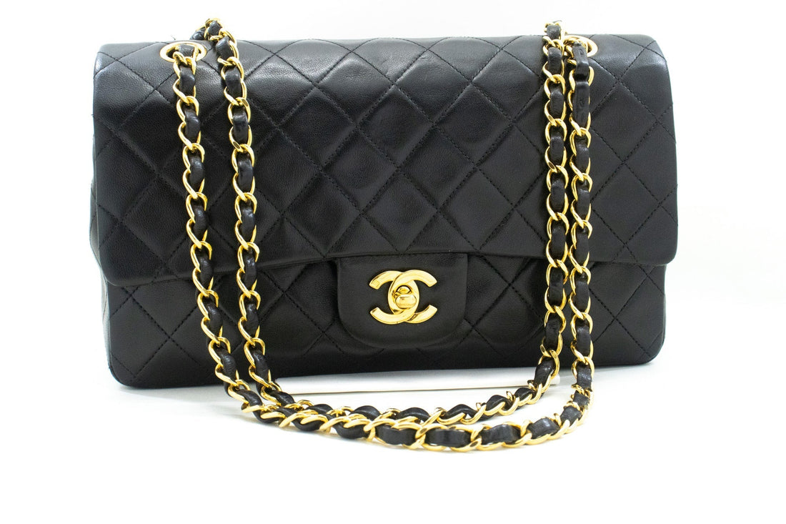 Top Quality Chanel Classic Double New 10" Chain Shoulder Bag Black Lambskin