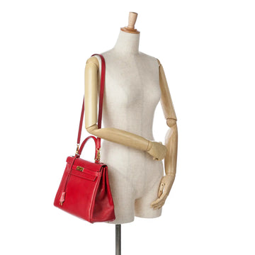 Hermès Kelly Retourne 32 Red Rouge Vif Tadelakt Gold