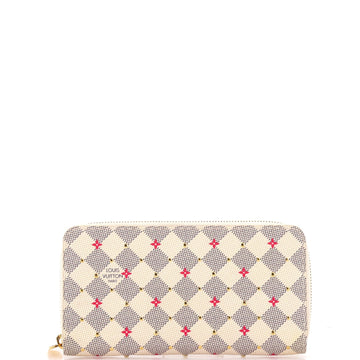 Zippy Wallet Flower Printed Studded Damier