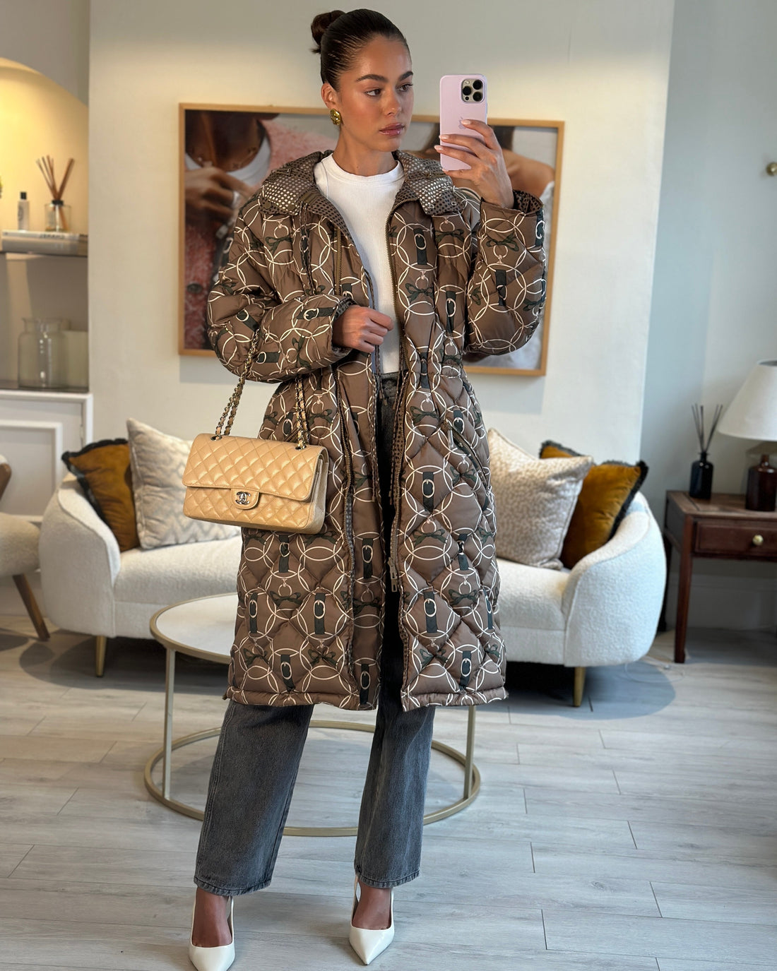 *FIRE PRICE* Pearl Street Bags Chanel Beige Medium Classic Double Flap in Caviar Leather with Silver Hardware