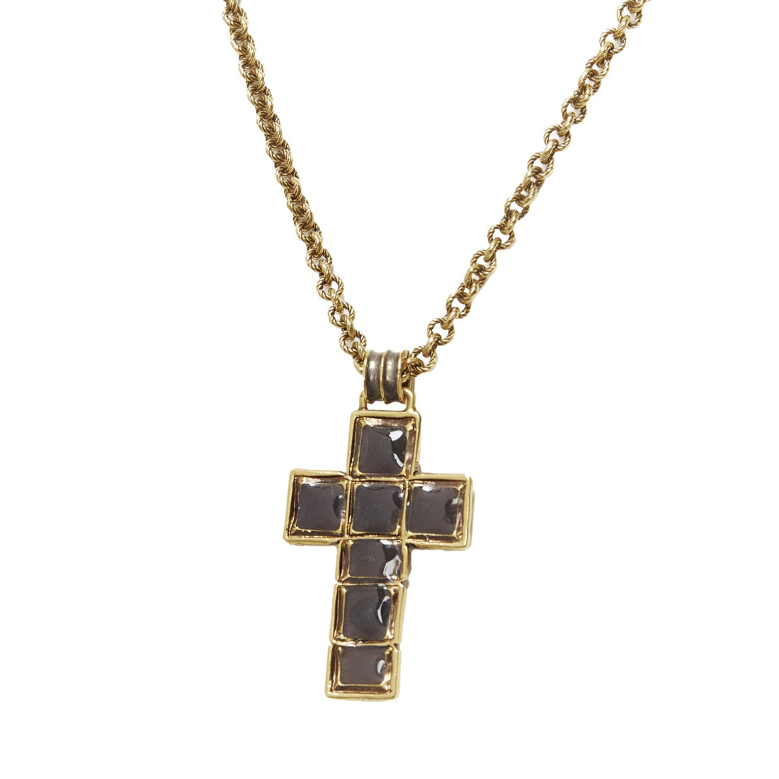 Gucci Michele resin Byzantine cross logo charm necklace